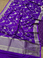 Elegant Purple Banarasi Silk Two Piece Unstitched Suit Set - Luxurion World