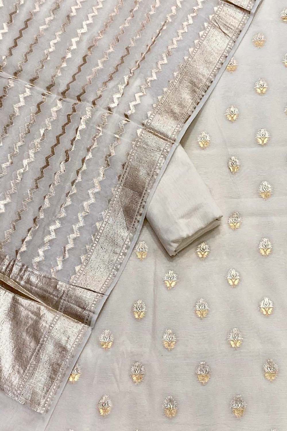 Stunning Dyeable Banarasi Chanderi Suit Set - Luxurion World