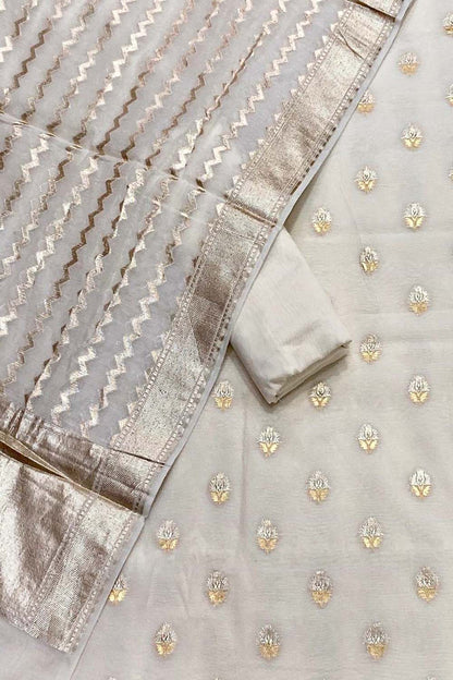 Stunning Dyeable Banarasi Chanderi Suit Set - Luxurion World