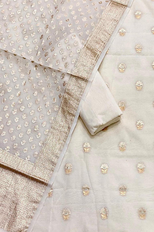 Stunning Dyeable Banarasi Chanderi Suit Set - Luxurion World