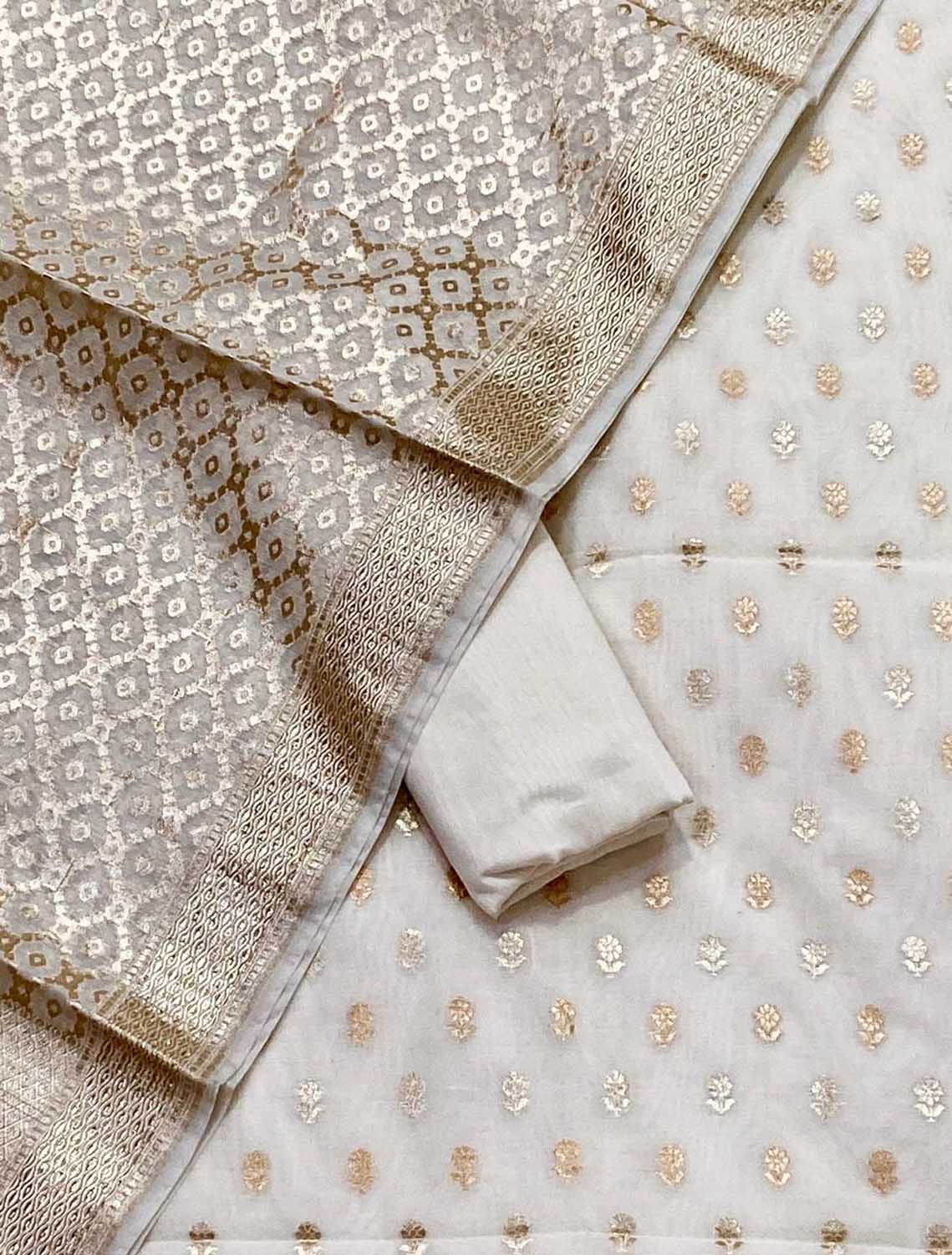 Stunning Dyeable Banarasi Chanderi Suit Set - Luxurion World