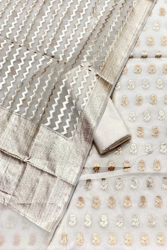 Stunning Dyeable Banarasi Chanderi Suit Set - Luxurion World