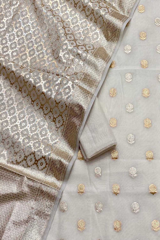 Stunning Dyeable Banarasi Chanderi Suit Set - Luxurion World