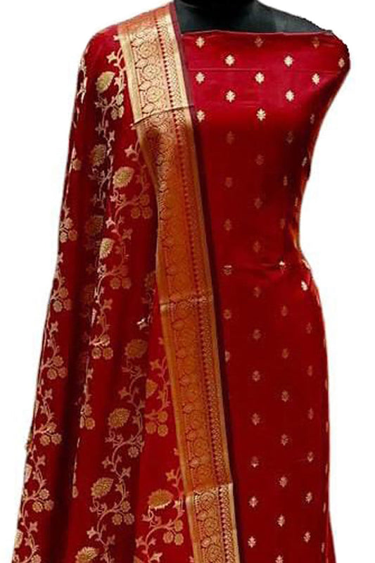 Elegant Red Banarasi Silk Suit Set