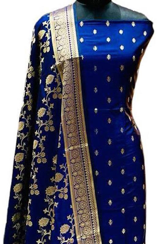 Elegant Blue Banarasi Silk Suit Set - Luxurion World