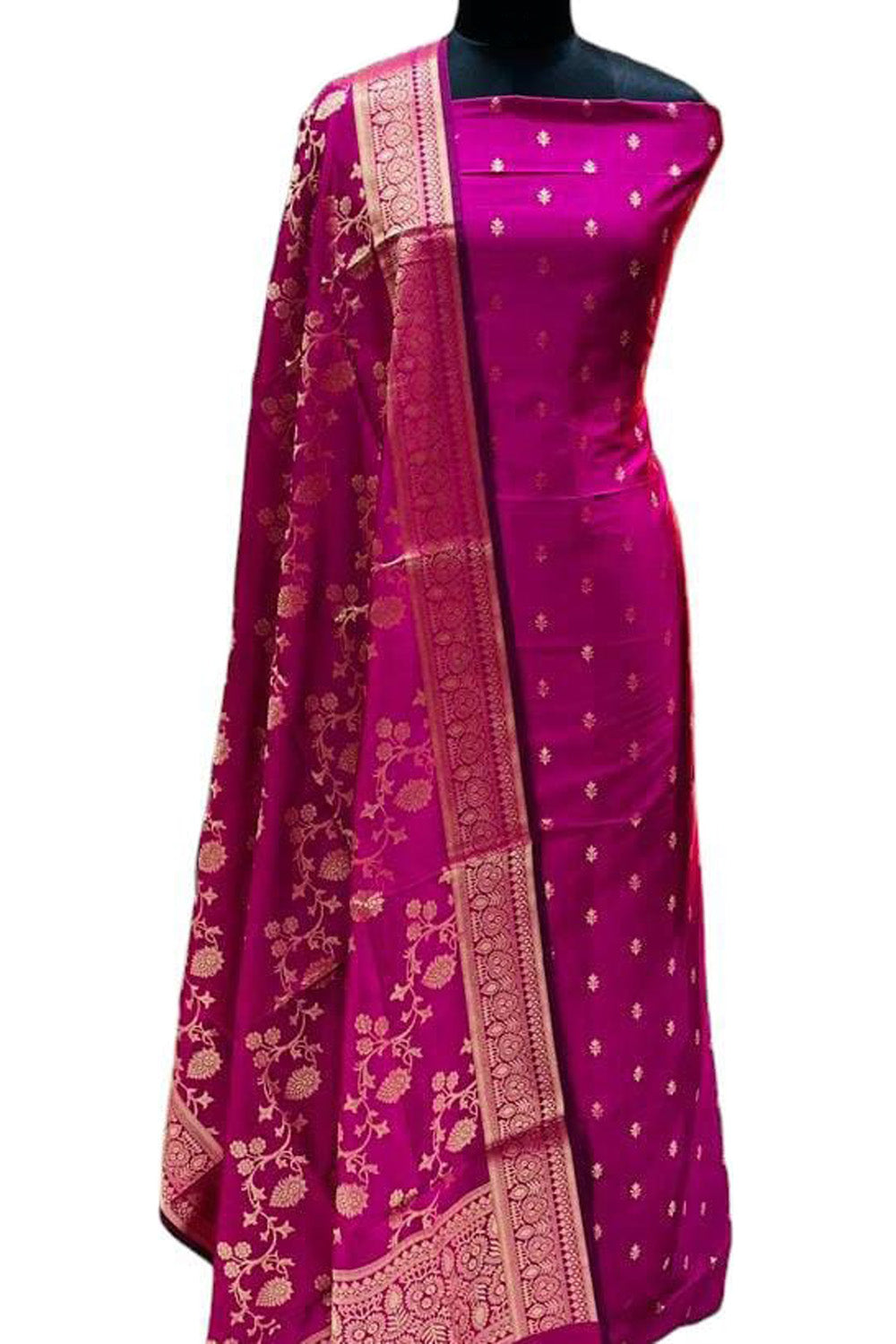 Elegant Pink Banarasi Silk Suit Set - Luxurion World