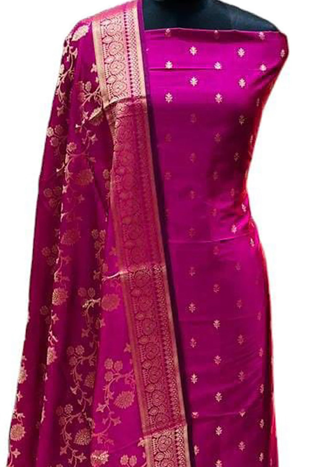 Elegant Pink Banarasi Silk Suit Set - Luxurion World