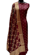 Elegant Maroon Banarasi Silk Suit Set - Luxurion World