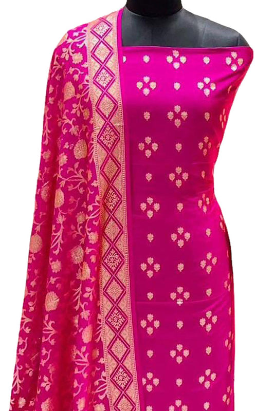 Beautiful Pink Banarasi Silk Suit Set - Luxurion World