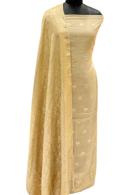 Elegant Pastel Banarasi Silk Suit Set - Luxurion World