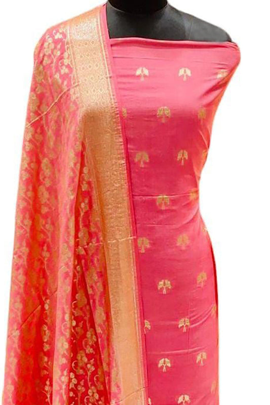 Elegant Pink Banarasi Silk Suit Set