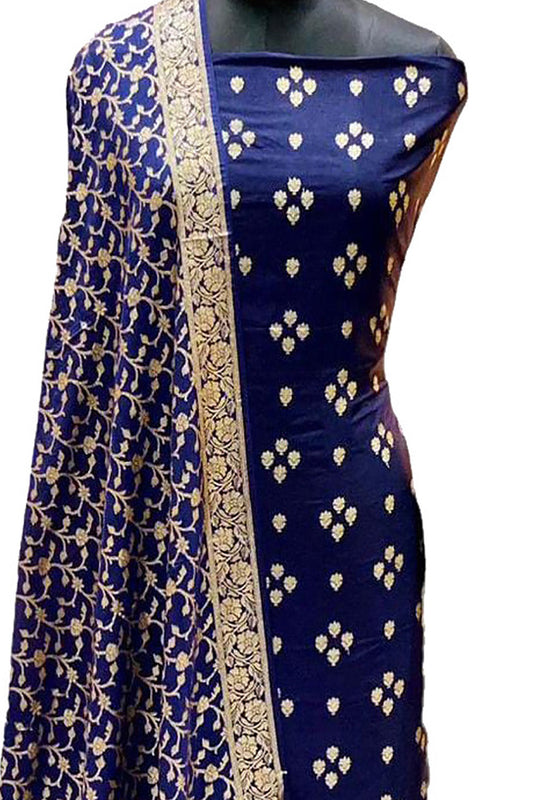 Elegant Blue Banarasi Silk Suit Set - Luxurion World