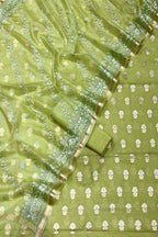 Elegant Green Banarasi Cotton Silk Suit with Embroidered Dupatta - Luxurion World