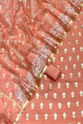 Orange Banarasi Cotton Silk Suit with Embroidered Dupatta - Luxurion World