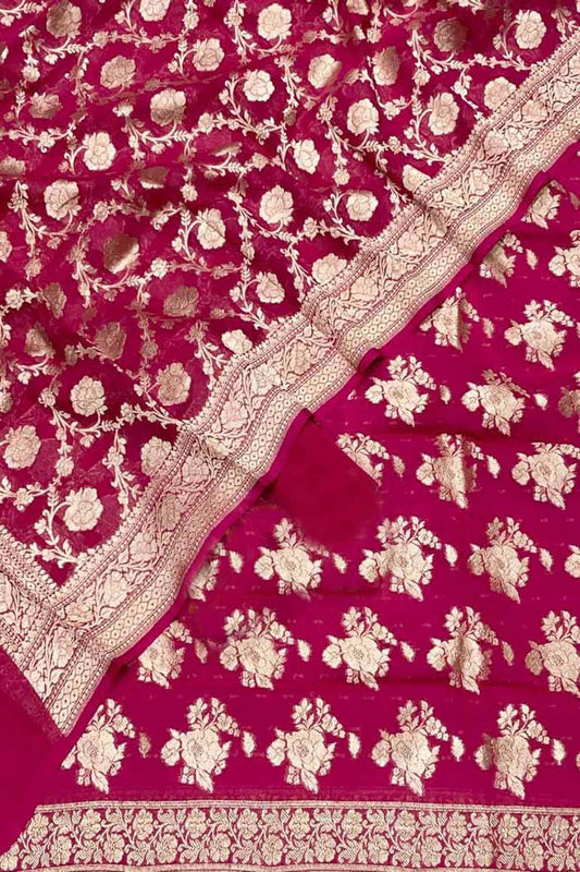 Stunning Pink Banarasi Georgette Suit Set - Luxurion World