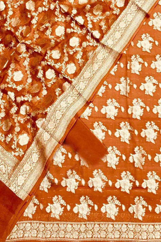 Orange Banarasi Georgette Suit Set - Luxurion World