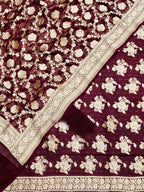 Elegant Maroon Banarasi Handloom Georgette Suit Set - Luxurion World