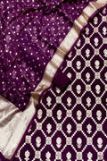Elegant Purple Banarasi Chanderi Silk Three Piece Unstitched Suit Set - Luxurion World
