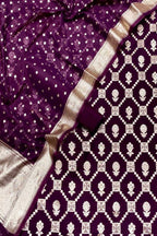 Elegant Purple Banarasi Chanderi Silk Three Piece Unstitched Suit Set - Luxurion World