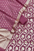 Stunning Pink Banarasi Cotton Silk Three Piece Unstitched Suit Set - Luxurion World