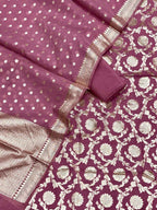 Stunning Pink Banarasi Cotton Silk Three Piece Unstitched Suit Set - Luxurion World