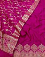 Pink Banarasi Silk Three Piece Unstitched Suit Set - Luxurion World