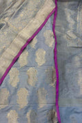 Blue Pure Katan Silk Banarasi Handloom Suit Set - Luxurion World