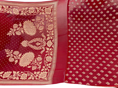 Red Banarasi Georgette Suit Set - Elegant and Timeless - Luxurion World