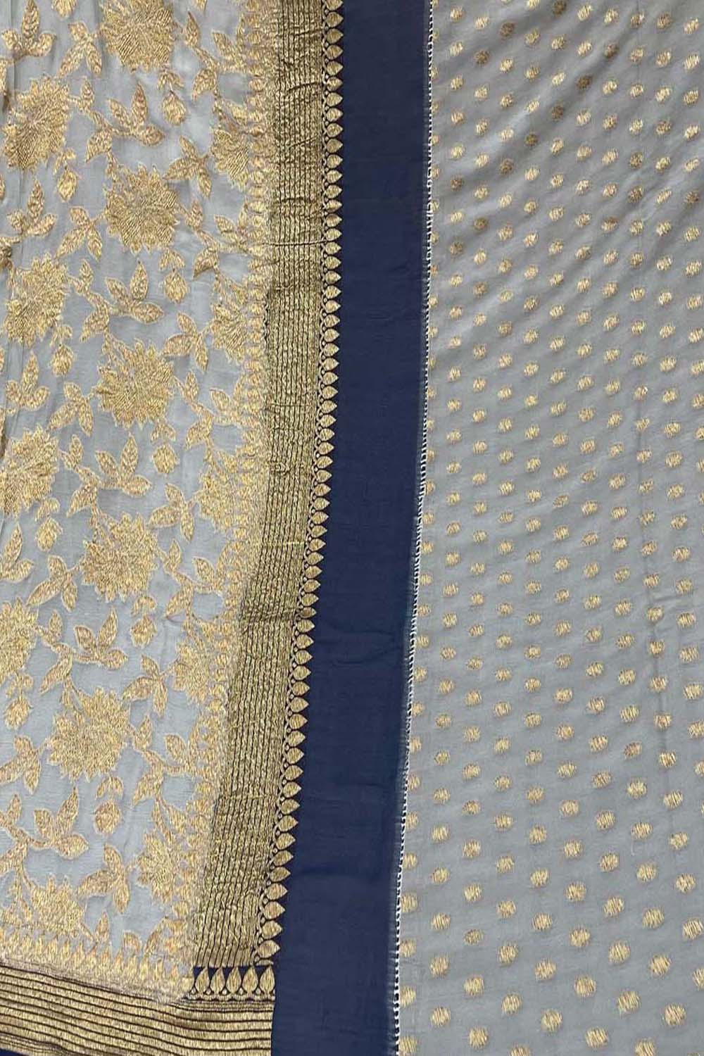 Elegant Grey Banarasi Georgette Suit Set - Luxurion World