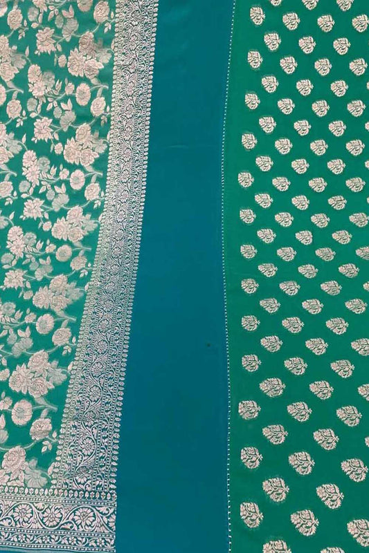 Stunning Green Banarasi Georgette Suit Set
