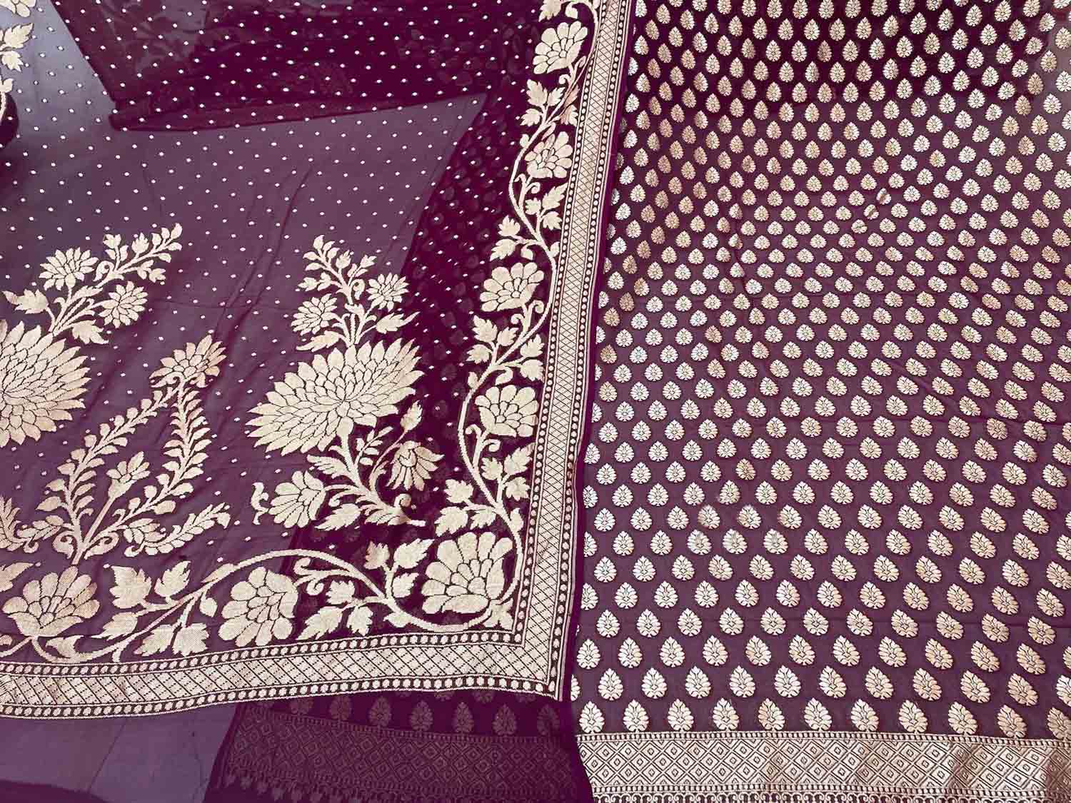Elegant Purple Banarasi Georgette Suit Set - Luxurion World