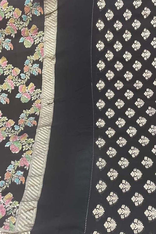 Elegant Black Banarasi Georgette Suit Set