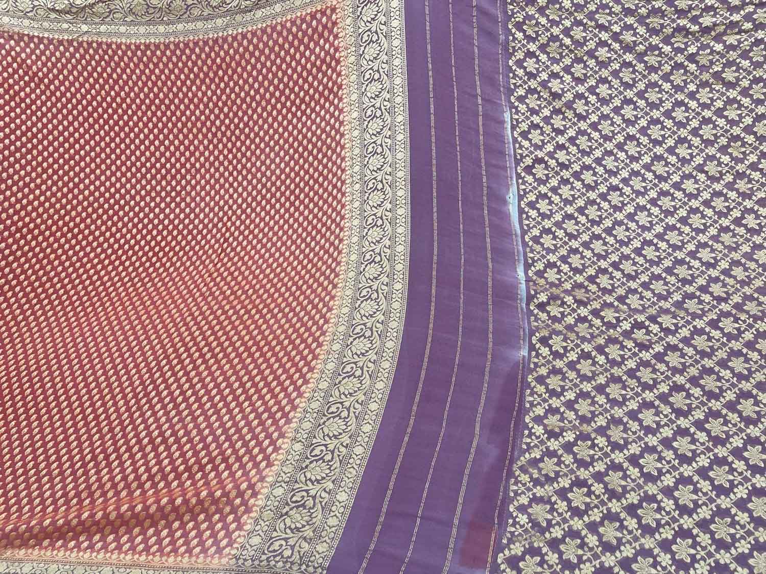 Stunning Pink & Purple Banarasi Georgette Suit Set - Luxurion World