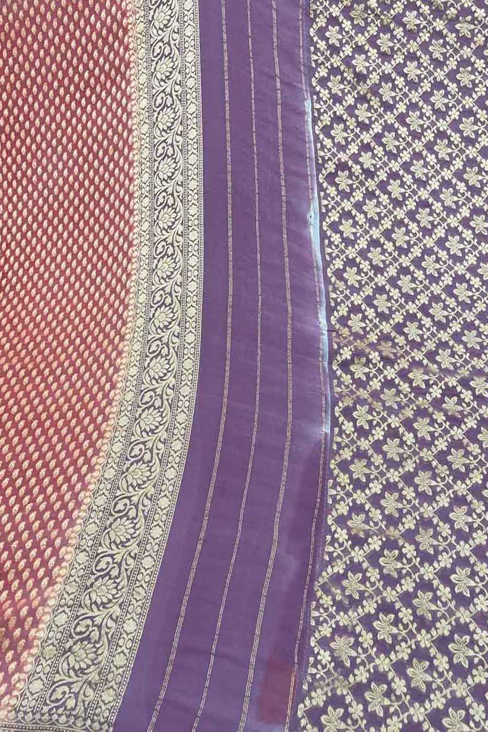 Stunning Pink & Purple Banarasi Georgette Suit Set - Luxurion World