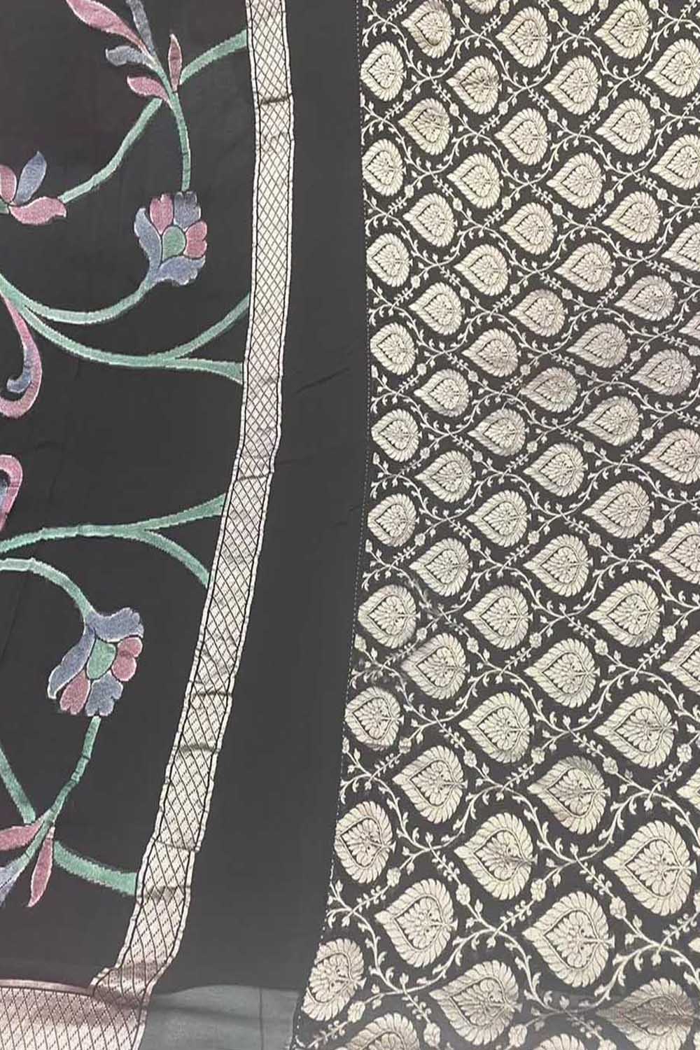 Elegant Black Banarasi Georgette Suit Set - Luxurion World