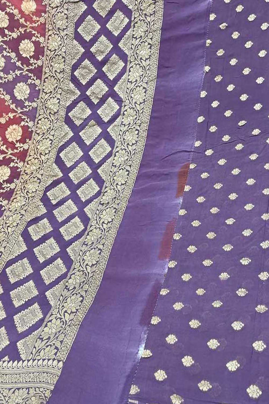 Multicolor Banarasi Pure Georgette Unstitched 3 Piece Suit Set