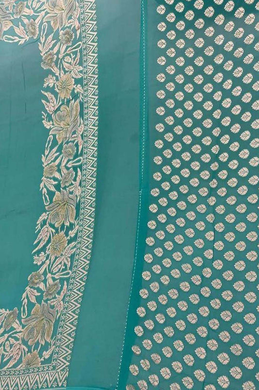 Stunning Green Banarasi Georgette Suit Set