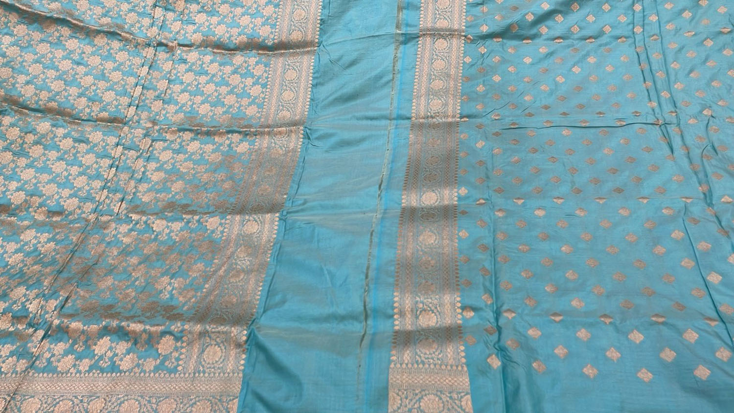 Royal Blue Banarasi Silk Suit - Handloom Pure Katan - Luxurion World