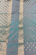 Chic Grey Banarasi Silk Suit - Handloom Katan - Luxurion World