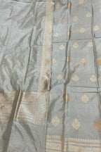 Chic Grey Banarasi Silk Suit - Unstitched - Luxurion World