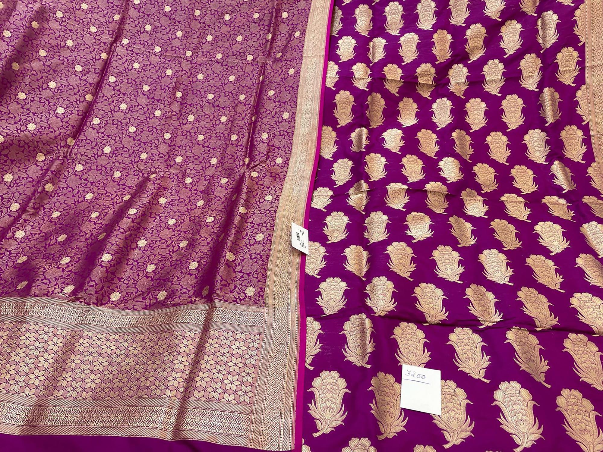 Exquisite Purple Handloom Banarasi Pure Katan Silk Three Piece Suit Set - Luxurion World