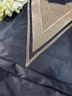 Black Handloom Banarasi Pure Katan Silk Two Piece Unstitched Suit Set - Luxurion World