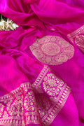 Pink Handloom Banarasi Pure Katan Silk Two Piece Unstitched Suit Set - Luxurion World