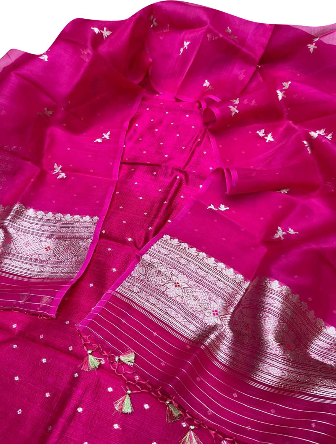 Stunning Pink Banarasi Silk Suit Set with Organza Dupatta - Luxurion World