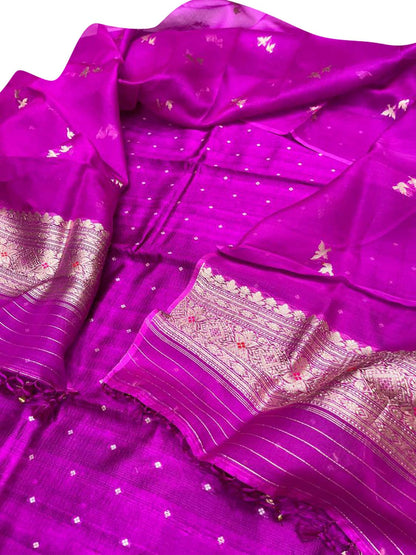 Stunning Pink Banarasi Silk Suit Set with Organza Dupatta - Luxurion World