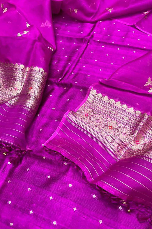 Stunning Pink Banarasi Silk Suit Set with Organza Dupatta