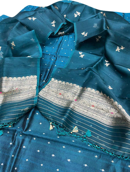 Green Banarasi Silk Suit Set with Organza Dupatta - Luxurion World