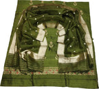Elegant Green Banarasi Pure Raw Silk Kadwa Three Piece Unstitched Suit With Kora Dupatta - Luxurion World