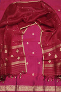 Exquisite Pink Banarasi Silk Kadwa Handloom Suit Set - Luxurion World
