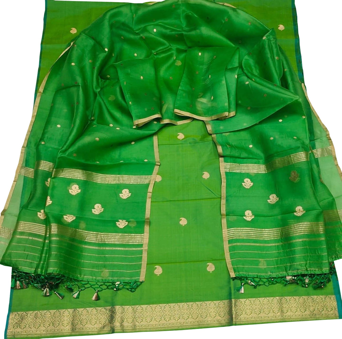 Elegant Green Banarasi Silk Three Piece Suit